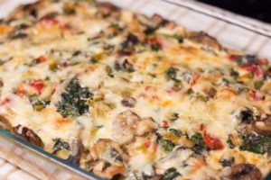 Easy and healthy vegetarian breakfast casserole with hash browns and veggies. Can be a make ahead or overnight recipe, and is easy to use with any vegetables you have on hand. By Alyssa Ashmore of Passionate Portions. Get this popular recipe here https://www.passionateportions.com/veggie-breakfast-casserole/ #healthyrecipes #easyrecipe #breakfastrecipe #breakfastcasserole #vegetarianrecipes #glutenfreerecipes
