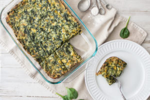 A healthy casserole recipe that is easy and budget friendly! This cheesy spinach casserole is full of healthy nutrients and works for any meal. By Alyssa Ashmore of Passionate Portions. Click here to get the recipe https://www.passionateportions.com/one-dish-spinach-casserole/