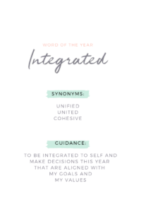 Need a New Year’s Resolution you can actually keep? Start by choosing a word of the year, such as “integrated.” Let this serve as your guide to stay integrated to yourself, your goals and your values.